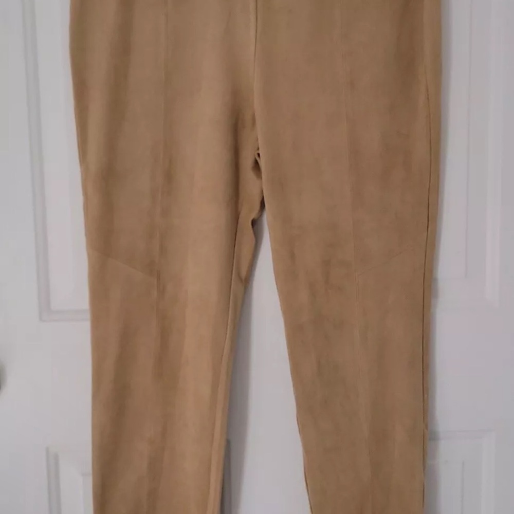Chico's Zenergy Brown Tan Faux Suede Pull OnTapered Pants Size 2 EUC - Picture 2 of 2